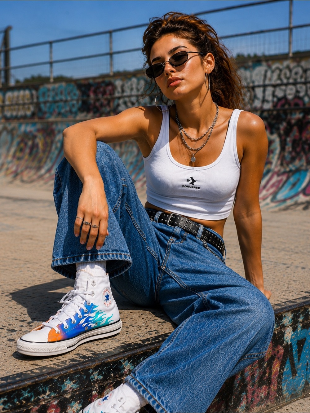 Converse Chuck Taylor Flame High Top Sneakers Y2K Skate Style